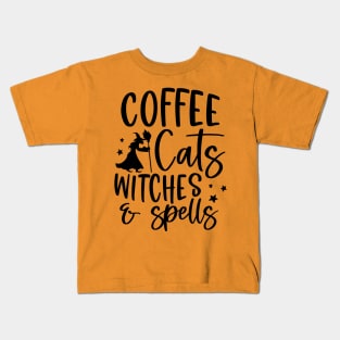 Coffee Cats Witches & Spells Kids T-Shirt